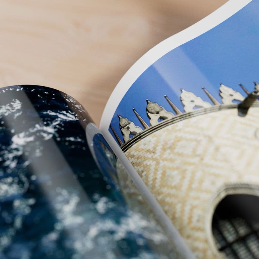 Images of architecture and sea in gloss photo book