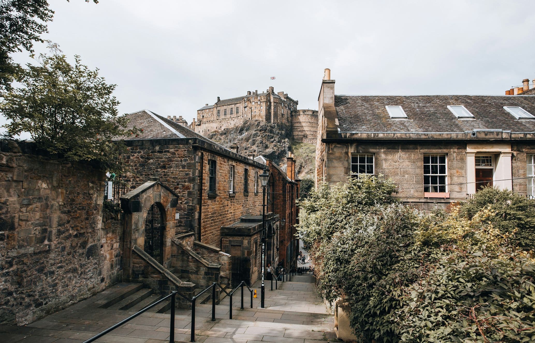 Edinburgh Castle pictured from the Vennel Steps