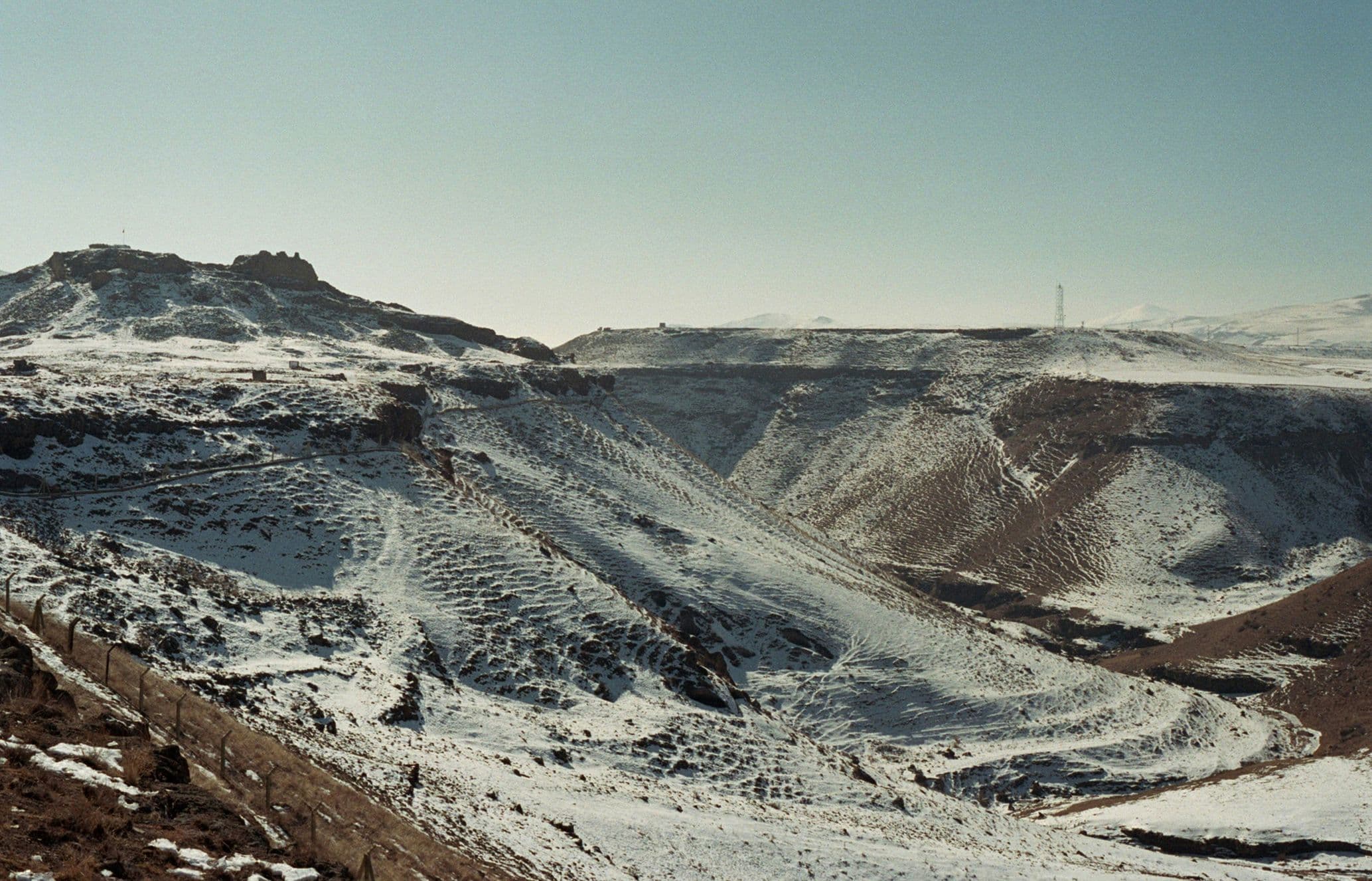 Snow-capped mountains in Kars, Turkey