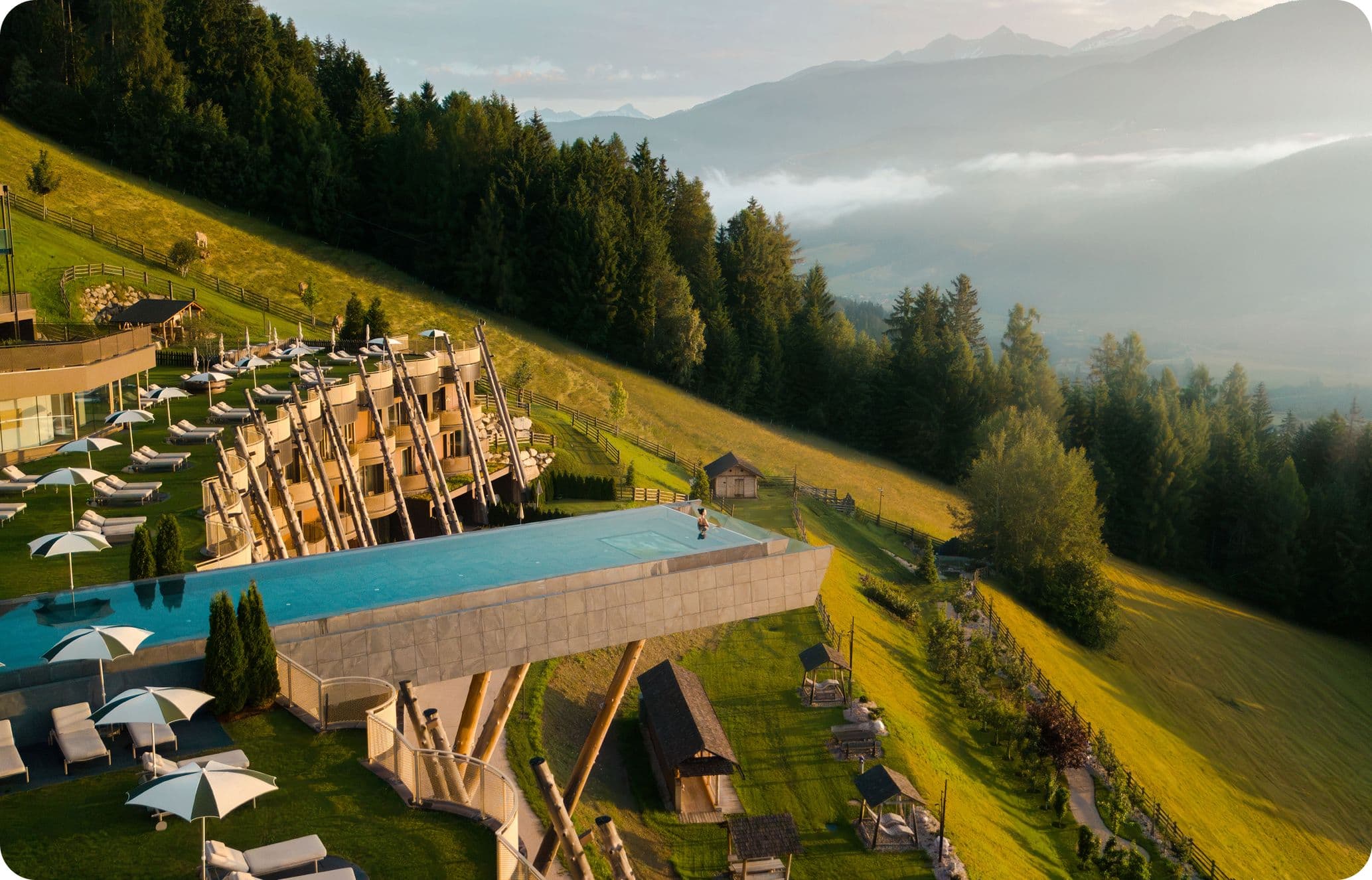 Soaring infinity pool with mountain views