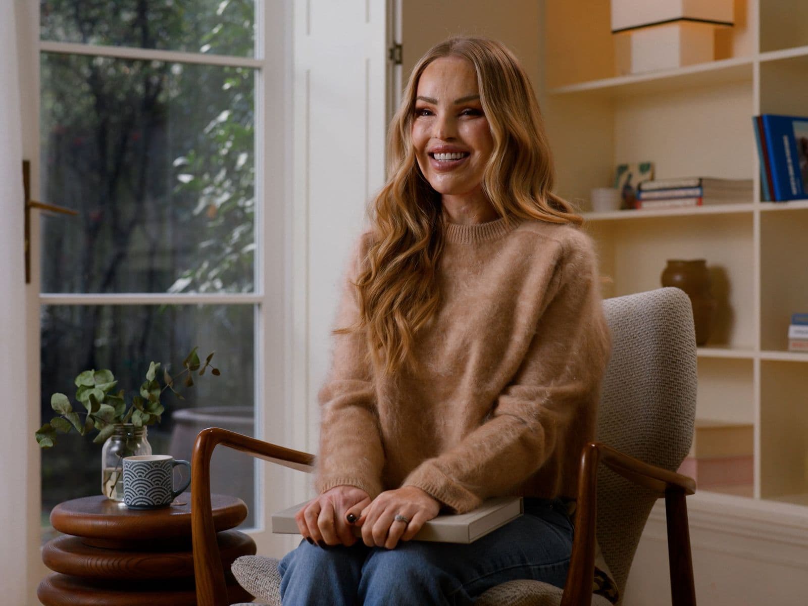 Writer, activist, television presenter and model Katie Piper being interviewed about her year by Popsa