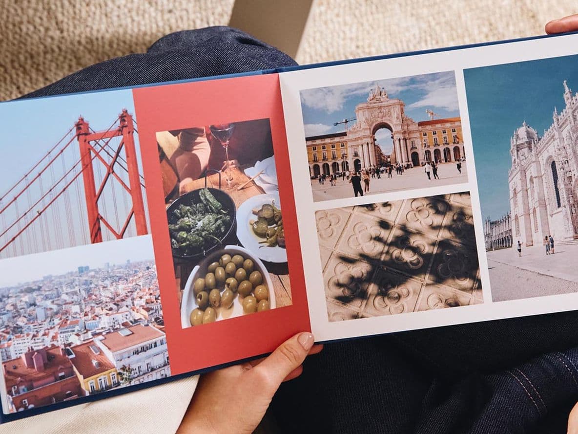 Lisbon travel photo book with foods and architecture