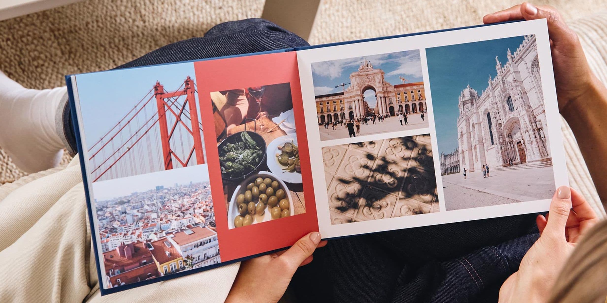 Lisbon travel photo book with foods and architecture