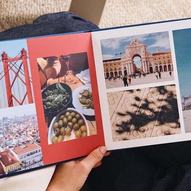 Lisbon travel photo book with foods and architecture
