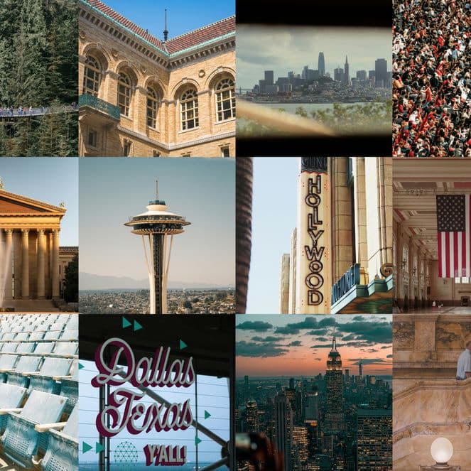 Tile of US cities biggest landmarks
