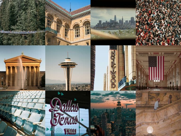 Tile of US cities biggest landmarks