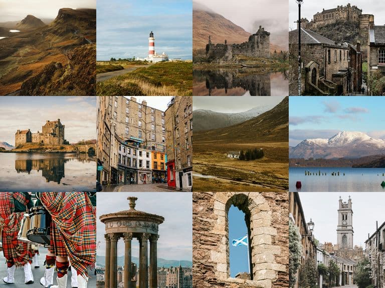 Mosaic of Scotland landmarks