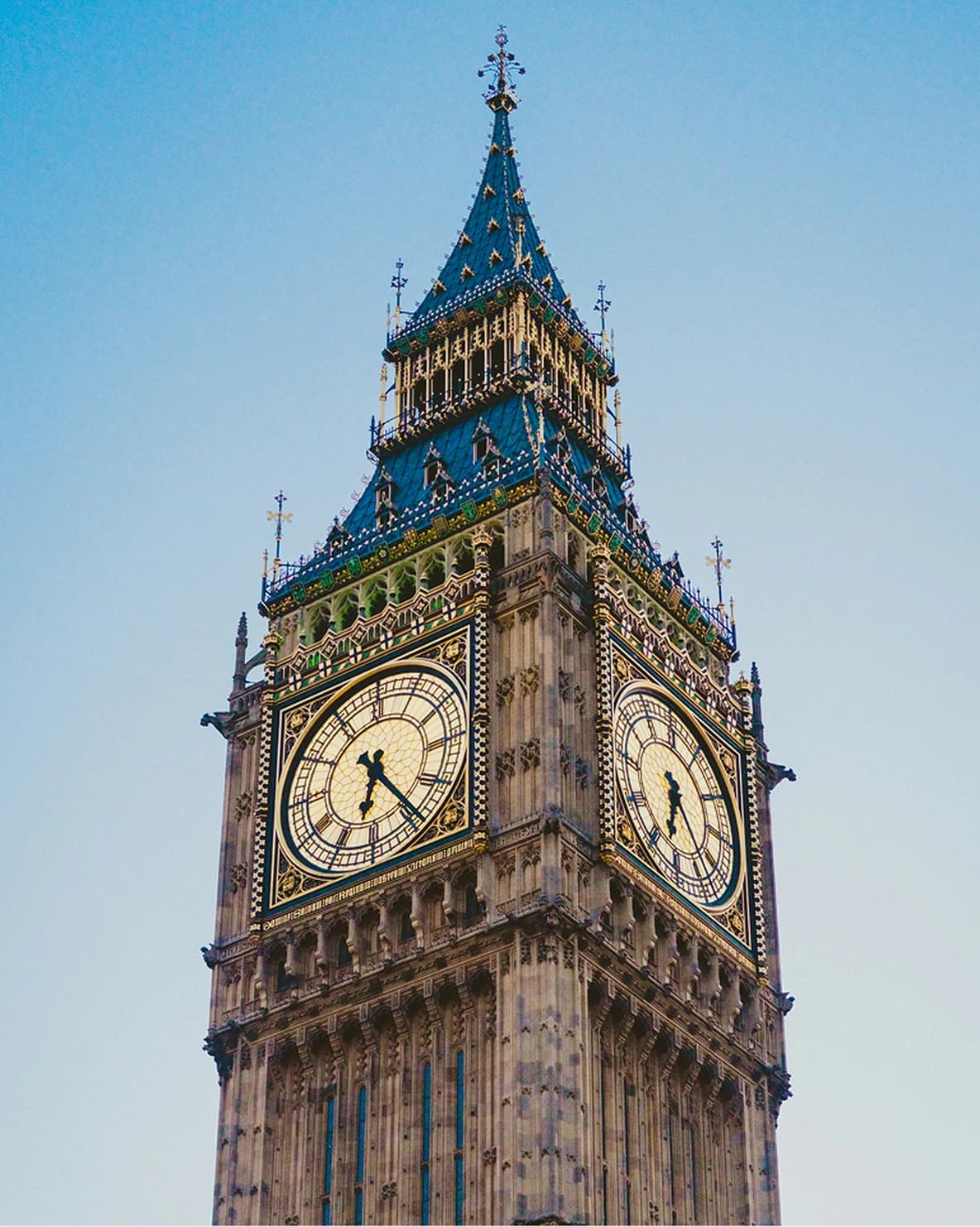The grand clockface of Big Ben in London