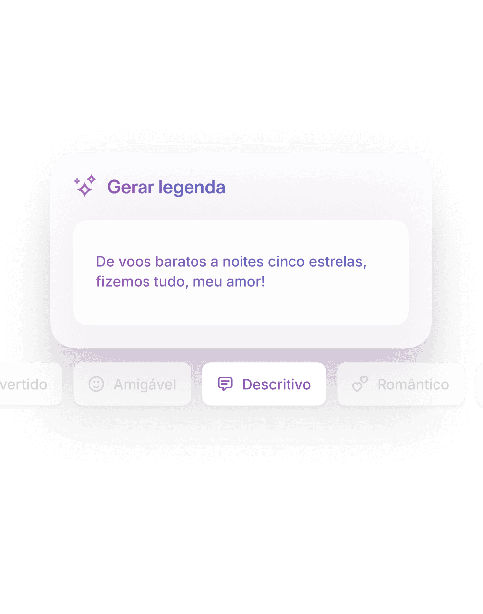 Veja sugestões de legendas com um toque