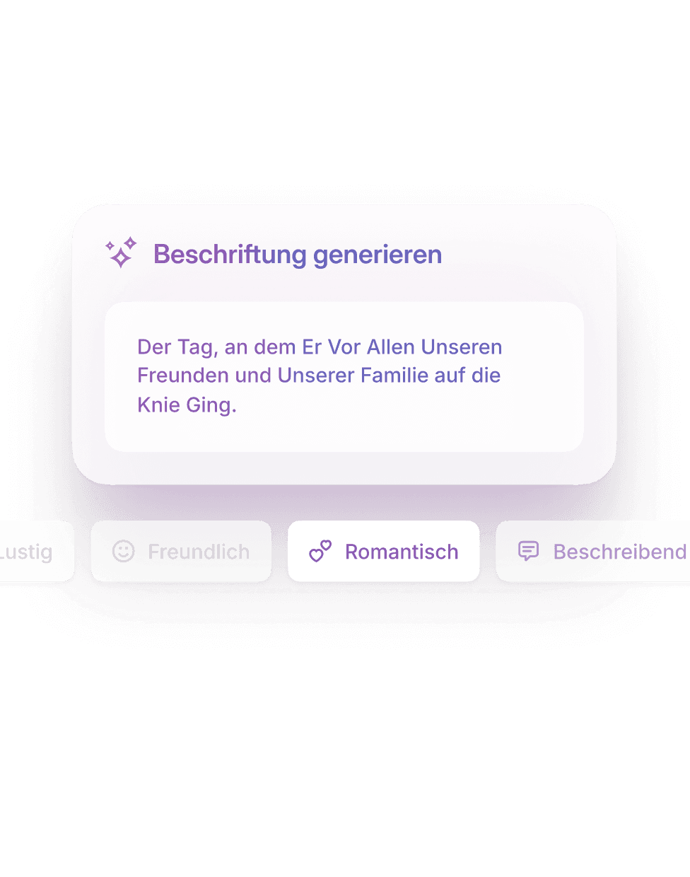 Erstelle Bildunterschriften mit einem Fingertipp