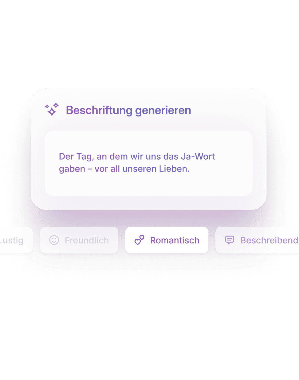Eheversprechen brauchen viel Zeit, Bildunterschriften nur Sekunden