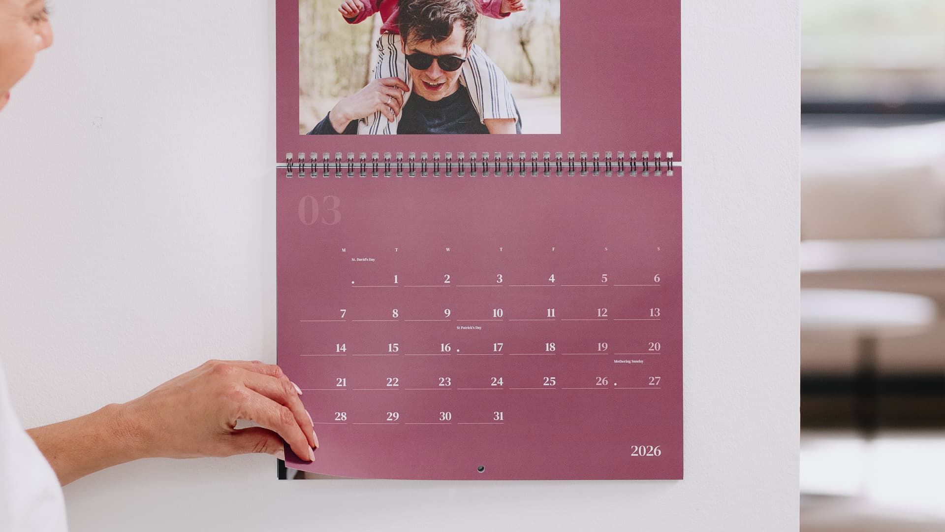 Calendário na horizontal