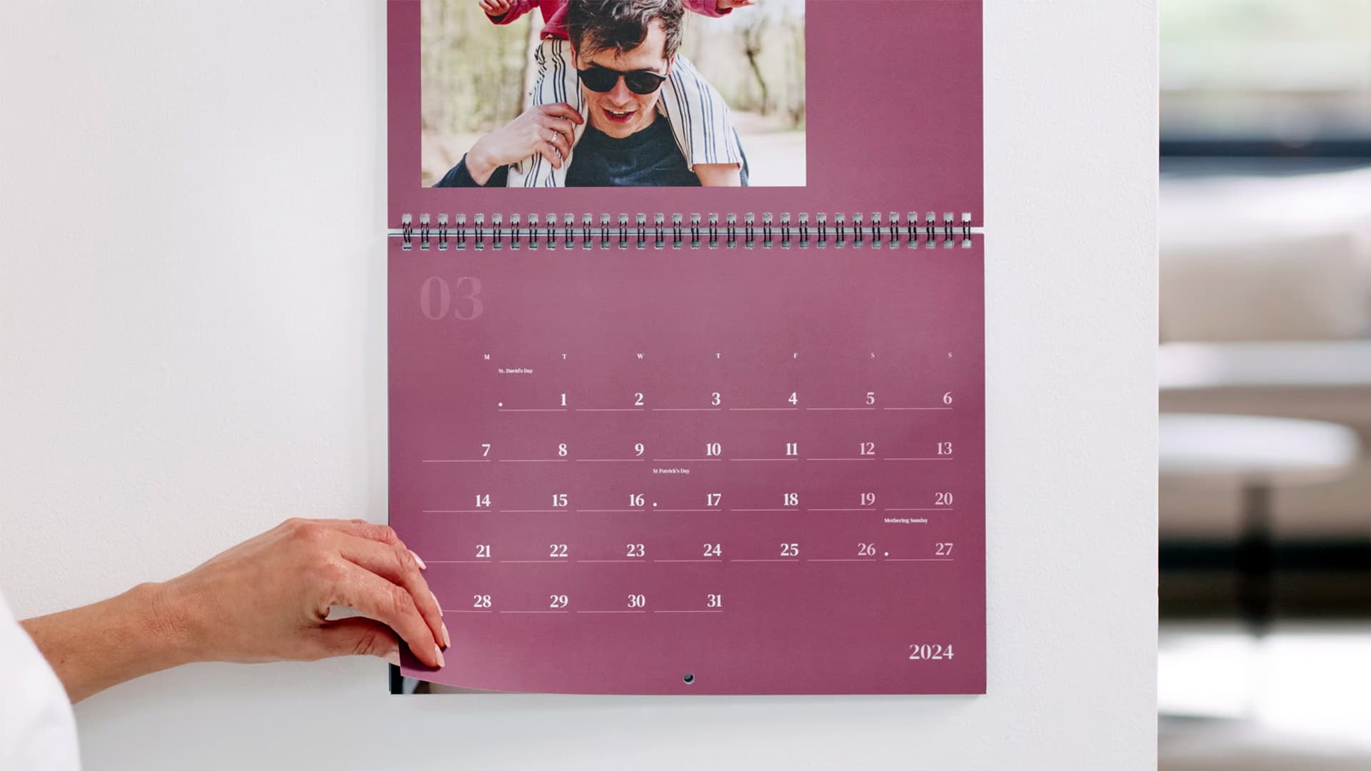 Calendário na horizontal