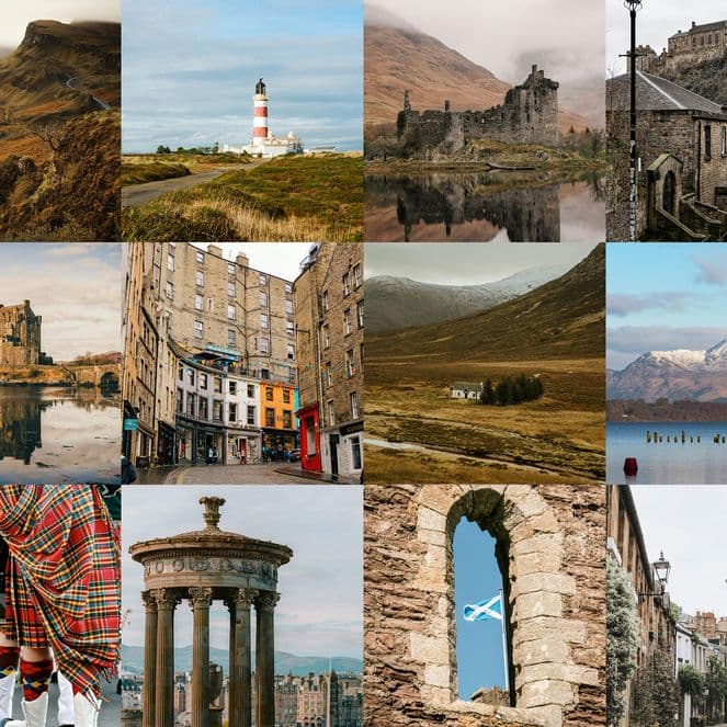 Mosaic of Scotland landmarks