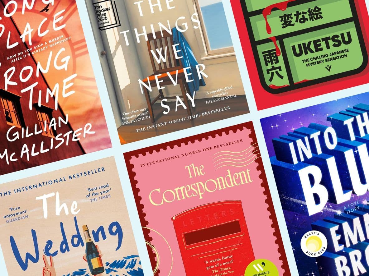 A grid of colorful book covers featuring titles like "Wrong Place Wrong Time," "The Things We Never Say," and "Into the Blue."