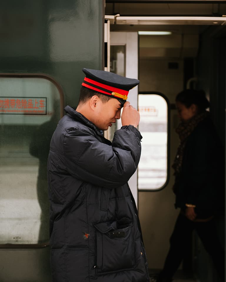 Train guard on the Qinghai-Tibet railway