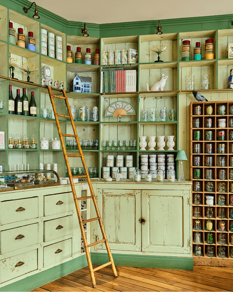 A corner of shelves at Marin Montagut