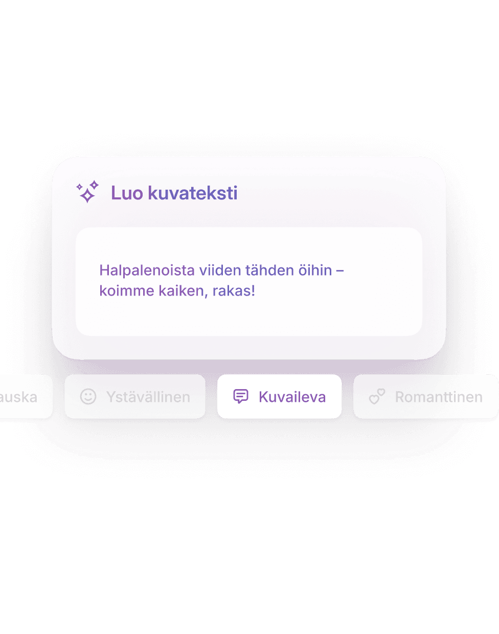 Tarkastele kuvatekstiehdotuksia yhdellä napautuksella